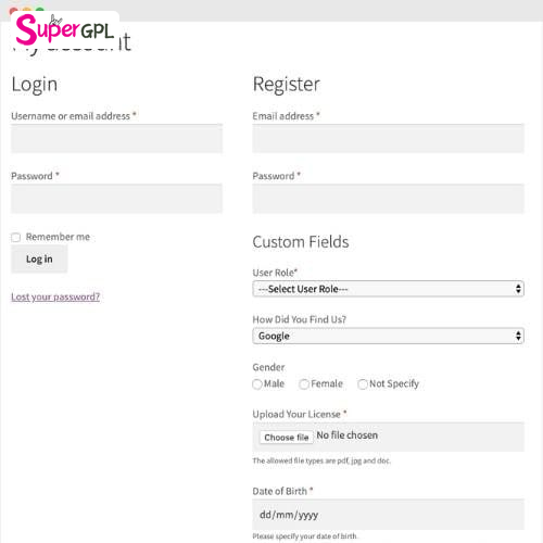 custom user registration fields for woocommerce supergpl 1 1